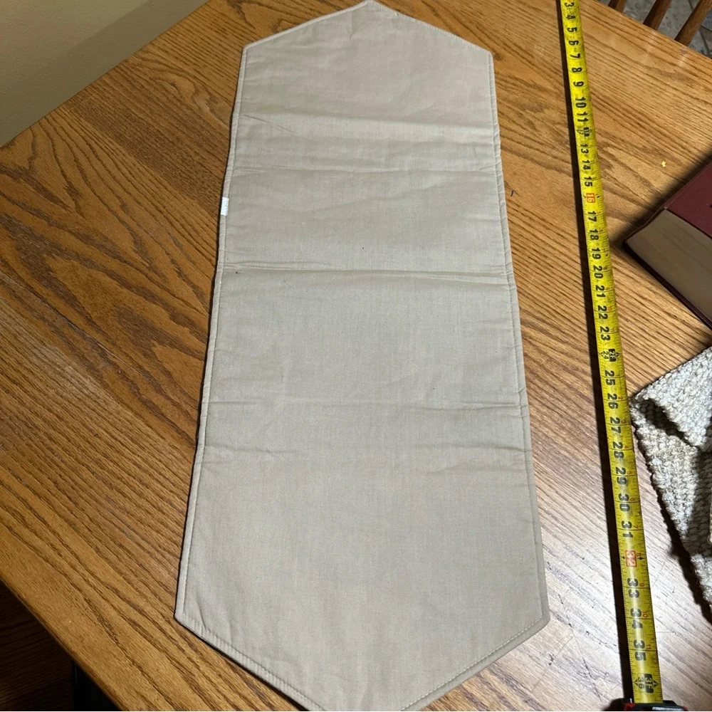 Plaid Table Runner with Bear Embroidery